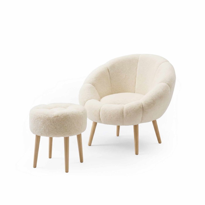 Atelier Del Sofa Lida - Cream Conjunto de Sillón y Puff Atelier Del Sofa Lida - Cream Conjunto de Sillón y Puff